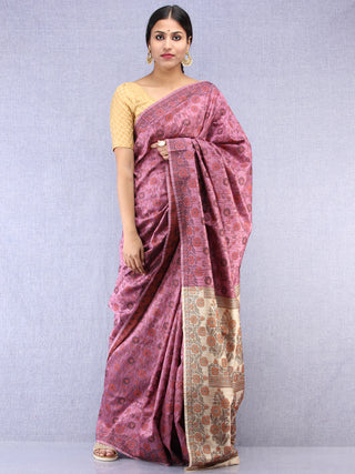 Banarasee Art Silk Saree With Rehsam Weaving Work - Onion Pink & Ivory - S031704392