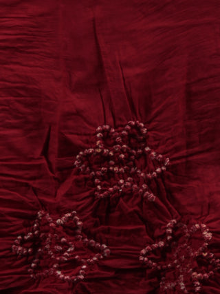 Teal Green Maroon White Hand Tie & Dye Bandhej Suit Salwar Dupatta (Set of 3) With Hand Embroidery & Mirror Work - S16281255