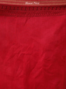Red Maroon Black Bagh Hand Block Printed Maheswari Silk Saree With Resham Border - S031703840