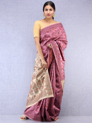 Banarasee Art Silk Saree With Rehsam Weaving Work - Onion Pink & Ivory - S031704392