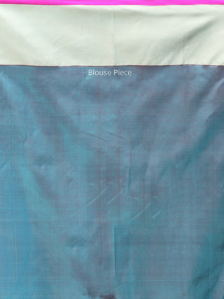 Banarasee Pure Katan Silk Handloom Saree With Zari Work - Turquoise Blue & Silver - S031704305