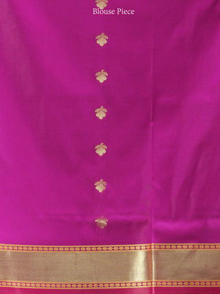 Banarasee Art Silk Saree With Zari Work  - Navy Blue Magenta & Gold - S031704416