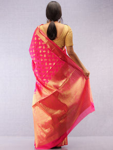 Banarasee Semi Silk Saree With Zari Work - Hot Pink & Gold - S031704370