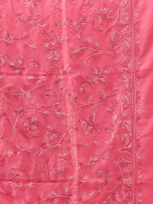 Pink Aari Embroidered Georgette Saree From Kashmir - S031704639