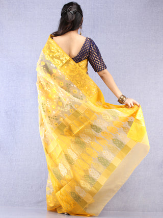 Banarasee Organza Saree With Zari & Resham Work - Ivory Pink & Gold  - S031704323