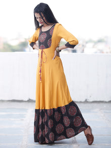 Sun Mood - Hand Block Printed Long Cotton Dress - D350F1818