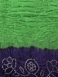 Purple Green White Hand Tie & Dye Bandhej Suit Salwar Dupatta (Set of 3) With Hand Embroidery & Mirror Work - S16281256