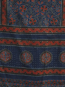 Indigo Maroon Ivory Black Mughal Nakashi Ajrakh Hand Block Printed Cotton Stole - S63170171