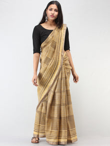 Kashish Yellow Maheshwari Silk Hand Block Printed Saree With Zari Border - S031704472