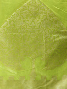 Banarasi Chanderi Dupatta With Resham Work - Light Green & Gold - D04170807
