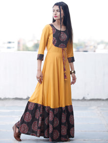 Sun Mood - Hand Block Printed Long Cotton Dress - D350F1818