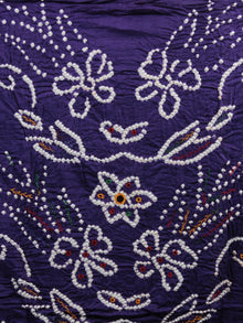 Purple Green White Hand Tie & Dye Bandhej Suit Salwar Dupatta (Set of 3) With Hand Embroidery & Mirror Work - S16281256