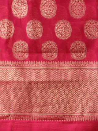 Banarasi Semi Georgette Dupatta With Zari Work -  Hot Pink & Gold  - D04170915