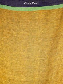 Orange Green Purple Linen Handloom Saree With Ganga Jamuna Border & Tassels - S031704015