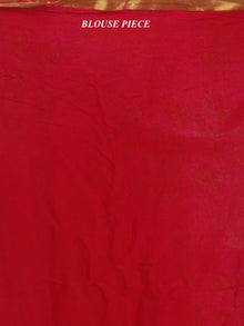 Red OffWhite Hand Block Printed Chiffon Saree With Zari Border - S031704699