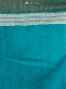 Blue White Chanderi Silk Hand Block Printed Saree With Geecha Border - S031703997