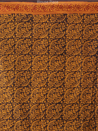 Rust Orange Maroon Black Bagh Printed Maheshwari Cotton Saree - S031704245