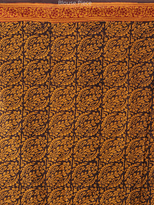 Rust Orange Maroon Black Bagh Printed Maheshwari Cotton Saree - S031704245