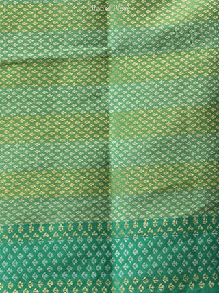 Banarasee Organza Saree With Zari & Resham Weave - Yellow Green & Gold  - S031704324