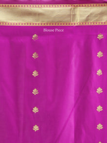 Banarasee Art Silk Saree With Zari Work - Sea Green Purple & Gold - S031704417