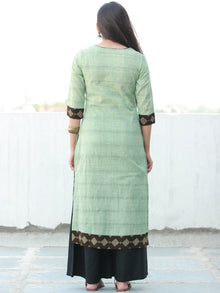 Sage Green Hand Embroidered South Handloom Cotton Kurta With Ajrakh Patch   - K133FXXX