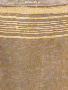 Kashish Yellow Maheshwari Silk Hand Block Printed Saree With Zari Border - S031704472