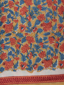 Mustard Red Blue Ivory Hand Block Printed Cotton Suit-Salwar Fabric With Chiffon Dupatta (Set of 3) - S16281277