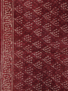 Cherry Red Beige Kota Doria Cotton Hand Block Printed Dupatta  - D04170168