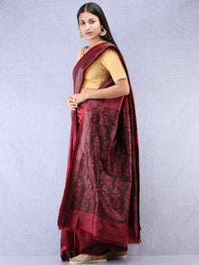 Banarasee Art Silk Saree - Wine Red Black - S031704378