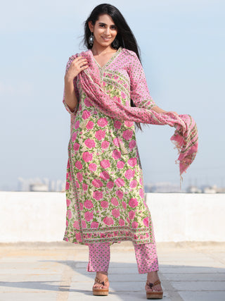 Jashn Gulab - Set of Kurta Pants & Dupatta - KS04A2493D