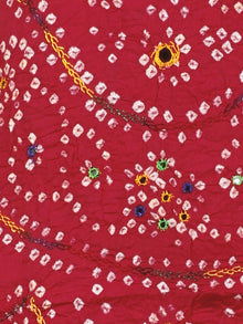Maroon Blue Ivory Hand Tie & Dye Bandhej Suit Salwar Dupatta (Set of 3) With Hand Embroidery & Mirror Work - S16281241