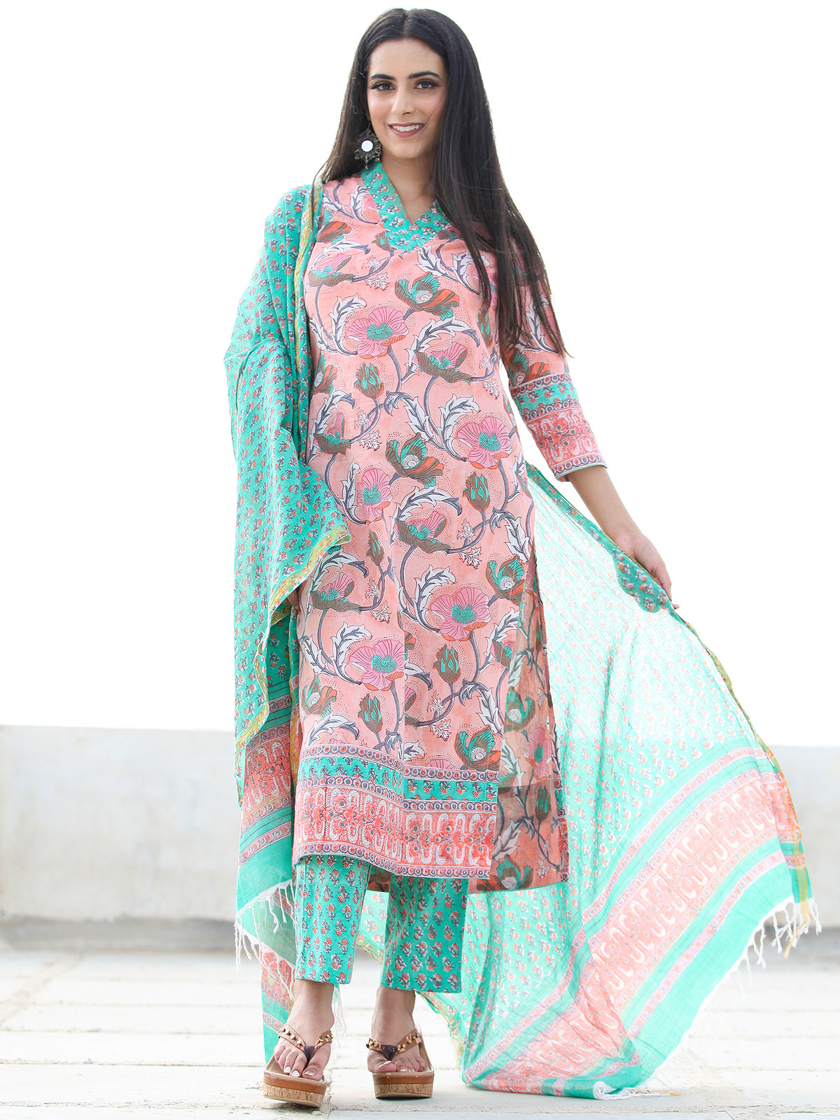 Jashn Fitrat - Set of Kurta Pants & Dupatta - KS59C2498D