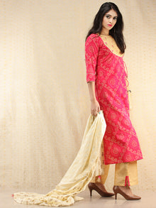 Rafya - Bandhani Printed Angrakha Embroidered Kurta Palazzo Set With Dupatta - SS02f2053