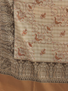Beige Brown Jamawar Needle Embroidered Woollen Kashmiri Shawl - S200548