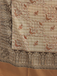 Beige Brown Jamawar Needle Embroidered Woollen Kashmiri Shawl - S200548