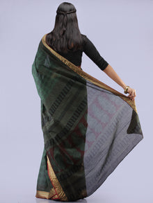 Green Black Bagh Printed Maheshwari Cotton Saree - S031704236