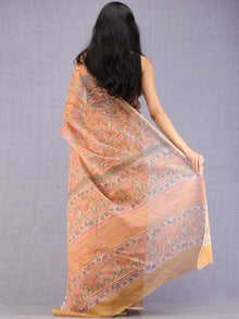 Mustard Coral Teal Off White Hand Block Printed Kota Doria Saree - S031704583