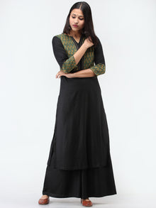 Green Black Ajrakh Hand Block Printed Kurta  - K213F1534