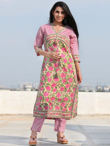 Jashn Gulab - Set of Kurta Pants & Dupatta - KS04A2493D