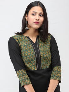 Green Black Ajrakh Hand Block Printed Kurta  - K213F1534