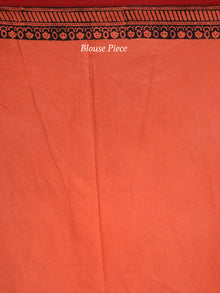 Coral Maroon Black Bagh Hand Block Printed Cotton Saree - S031703817