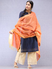 Banarasi Chanderi Dupatta With Zari Work - Peach & Gold - D04170808