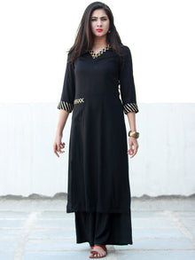 Black Golden Rayon Kurta With Gotta Work - K155FXXX