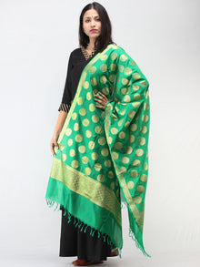 Banarasi Semi Georgette Dupatta With Zari Work -  Green & Gold  - D04170917