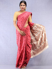 Banarasee Art Silk Saree With Rehsam Weaving Work - Punch Pink & Ivory - S031704397