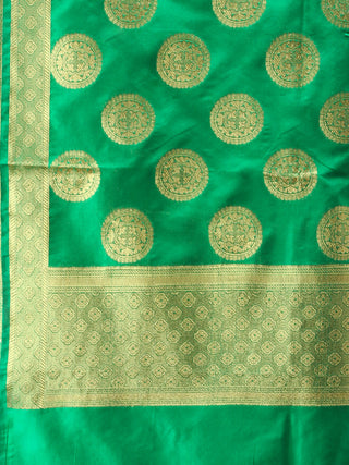 Banarasi Semi Georgette Dupatta With Zari Work -  Green & Gold  - D04170917