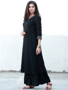 Black Golden Rayon Kurta With Gotta Work - K155FXXX