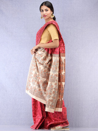 Banarasee Art Silk Saree With Rehsam Weaving Work - Punch Pink & Ivory - S031704397