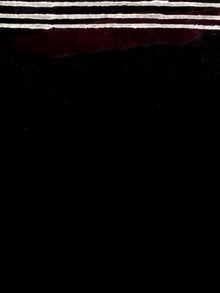 Black Crimson Red Grey Hand Block Printed Cotton Mul Saree   - S031703034