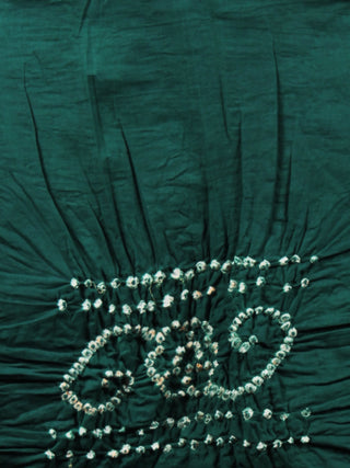 Peanut Brown Green White Hand Tie & Dye Bandhej Suit Salwar Dupatta (Set of 3)  - S16281257